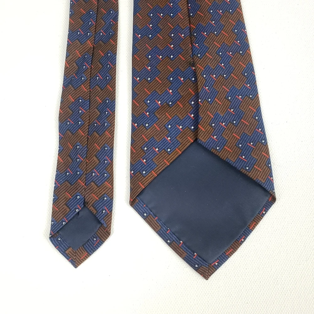 ADONIS brown & Blue Classic Men's Neck tie - Picture 6 of 8